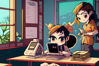 An illustration of a happy work place.