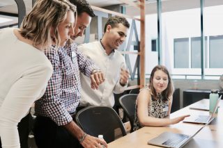team working over desk