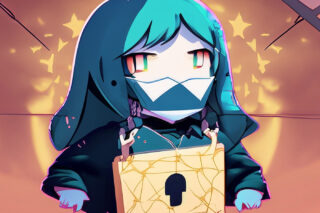 An anime girl with a mask to show privacy.