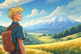 A man with a business plan stares over an empty field full of possibilities.